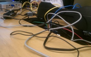 Messy Conference Room Wires