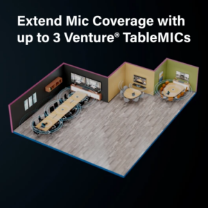 Venture VideoBAR and TableMIC in 3 rooms